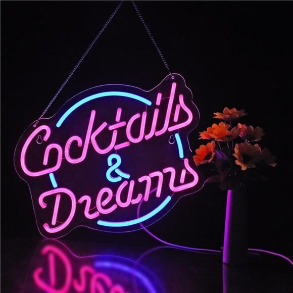 Cocktails and Dreams Movie LED Neon Sign Light Wall Decor Bar Party Man Cave NEW - Picture 1 of 7